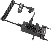 Câble répartiteur portable Alvin's Cables D-Tap avec interrupteur d'alimentation, D-Tap mâle vers 4 D-Tap femelles, 2 ports USB DC pour batterie V-Mount pour moniteur