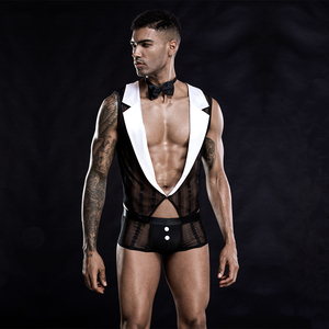 Costume de jeu de rôle de majordome séduisant, uniforme en maille noire transparente, lingerie érotique de boîte de nuit, costume de cosplay de serveur <span class=keywords><strong>sexy</strong></span> pour hommes - Product Image 2