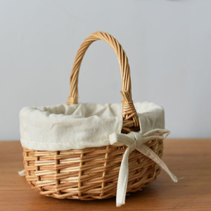 Cesto da Picnic Ovale Rustico in Vimini Naturale Ecologico Portatile con Manico per Shopping, Confezioni Regalo Floreali e Raccolta - Product Image 5
