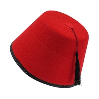 Sombrero Fez Rojo, Sombreros Turcos Marroquíes Novedosos con Borla Negra para Disfraces de Halloween, Accesorios para Fiestas de Disfraces