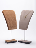 Ensemble de présentoirs à bijoux personnalisés, support pour collier en microfibre, base en MDF brillant, accessoires de présentation pour la vente de bijoux