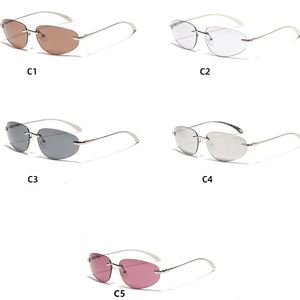 Lunettes de soleil œil-de-chat sans monture en alliage, personnalisables avec logo, nouvelle collection 2025, protection UV400, style Y2K, pour femmes et hommes - Product Image 6