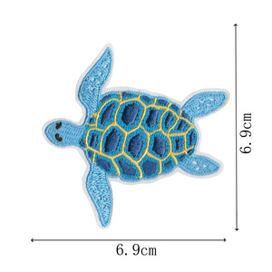 Patch en tissu brodé animaux marins, Badge brodé par ordinateur baleine bleue, Patch décoratif thermocollant tortue marine et escargot - Product Image 4