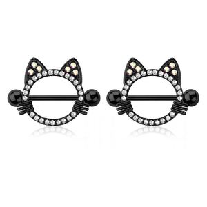 Xinfocus Venta al por Mayor de Anillos de Pezón con Diseño de Gato, Joyería de Piercing de Pezón con Forma de Animal, Joyería Corporal de Moda para Mujeres y Hombres - Product Image 5