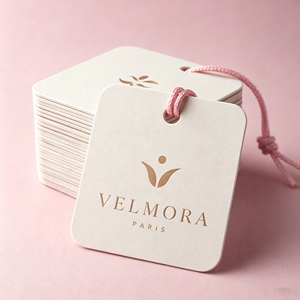 Etiquetas colgantes de diseño simple, impresión personalizada, etiquetas de ropa con logotipo, cartulina mate, precios al por mayor para marcas de ropa - Product Image 2