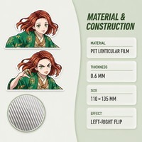 Autocollants 3D lenticulaires populaires d'anime et de dessins animés, en PET imperméable, imprimés UV pour voiture, ordinateur portable, réfrigérateur - Joyprint N-22