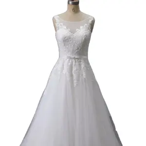 Plus Size Sleeveless Scoop neckline wedding dress Soft tulle sequins applique A line Ball gown