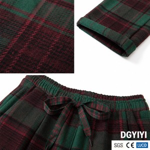 Pantalones Jogger de Lana Mezclada con Diseño Tartán de 460GSM para <span class=keywords><strong>Mujer</strong></span>, Pantalones Deportivos de Pierna Recta con Jacquard Escocés, Puños Plegables, OEM ODM XS-5XL - Product Image 2