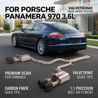 Système d'échappement OEM Valvetronic Catback pour Porsche Panamera 970 3.6L 2010-2016, tuyaux d'échappement SS304, embouts quadruples en fibre de carbone, mise à niveau