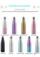 Bouteille d'eau isotherme en acier inoxydable dégradé de 500 ml, à double paroi, vierge pour sublimation, gourde de sport avec couvercle