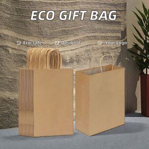 New Arrival Brown Kraft Paper Shopping <b>Bag</b> with Custom Logo Eco-Friendly Twisted Handles for Pizza & Hamburger Food Gift - Product Image 3