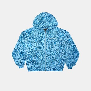 <b>Leopard</b> <b>Print</b> Washed Knitted Digital Printing Zip up Hoodie Men 100% Cotton Loose Fit Hooded <b>Sweatshirt</b> Winter Streetwear - Product Image 2