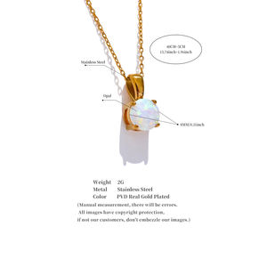 JINYOU 3720 <span class=keywords><strong>Collana</strong></span> <span class=keywords><strong>con</strong></span> Ciondolo in <span class=keywords><strong>Opale</strong></span> Rotondo Raffinato per Donne, Gioiello da Collo in Acciaio Inossidabile Stile Coreano alla Moda ed Elegante - Product Image 6