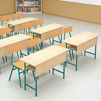 Ensemble de bureau et chaise double pour écoliers, 2 places, en contreplaqué, pour salle d'étude et lecture, vente en gros