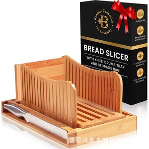 Xingtai Bamboo <b>Bread</b> Slicer With Knife And Crumb Tray For Kitchen Baking Tools - Product Image 1