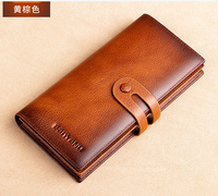 Pabrik Kulit Guangzhou Banyanu Dompet Kulit Asli Pria Perlindungan RFID Gaya Vintage Panjang Kapasitas Besar Kulit Sapi Resleting