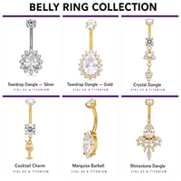 Anneau de nombril en titane G23 ASTM F136, plaqué or 24 carats PVD, fileté intérieurement, poli miroir, bijoux de piercing corporel OEM ODM
