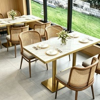 Ensemble de mobilier de restaurant en marbre de luxe léger pour salons de thé et cafés – Chaises et tables de salle à manger commerciales
