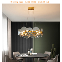 Lustre rond en verre artistique et fer, finition or, style nordique de luxe, avec double température de couleur, pour usage intérieur dans les maisons, villas et hôtels