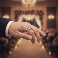Bague unisexe classique POYA en tungstène de 8 mm, incrustée de pierres concassées lavande-violettes et de feuille d'argent, pour les cadeaux de fiançailles et d'anniversaire