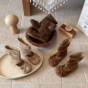 Stivaletti con Fiocco Traforato per Bambine, Moda Primavera Autunno - Product Image 1