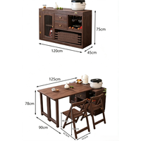 Canapé-lit multifonctionnel en bois massif, table rotative rétractable, armoire à dîner tout-en-un, comptoir de bar, style nordique, 4 places