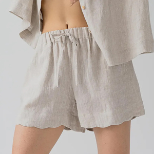 Conjunto de pijama de lino suave y transpirable con parche de fresa dulce y ribete rojo encantador, perfecto para una comodidad acogedora en el hogar para mujeres - Product Image 4