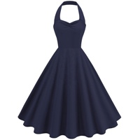 Vêtements pour femmes, nouvelle collection 2026, vente flash, robe noire rétro style Hepburn des années 50, robe à bretelles de couleur unie