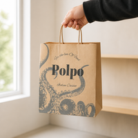 Sac en papier kraft avec poignée en corde de papier torsadée, sac de shopping brun, sac d'épicerie pour restaurant, supermarché, emballage, impression de logo personnalisé