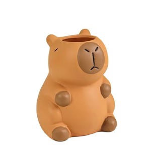 Kapibala Pen Holder Round Ceramic Animal Shape Desk Organizer Storage Cylinder Office Decorative Ornament - Product Image 4