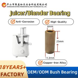 Roulement autolubrifiant en alliage cuivre-fer, imprégné d'huile, par métallurgie des poudres, ID6mm*OD11.3mm*H25mm, pour machine à jus/mixeur - Product Image 1