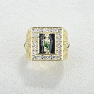 फैशन हिप हॉप धार्मिक 14k सोने के बड़े छल्ले वाले पीतल के बड़े छल्ले वाले पुरुषों को एडजस्टेबल महिला पुरुष स्टड - Product Image 1