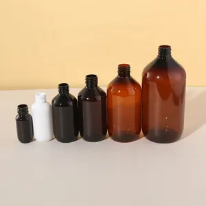 Customizable 50ml~1000ml PET Round Shoulder Hand Sanitizer Shampoo Pump Bottle Cosmetic Packaging