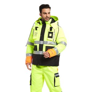 HIGH VISIBILITY <strong>INSULATED</strong> HI VIS REFLECTIVE ROAD WORK SAFETY JACKET SETS CARGO PANTS - Product Image 4