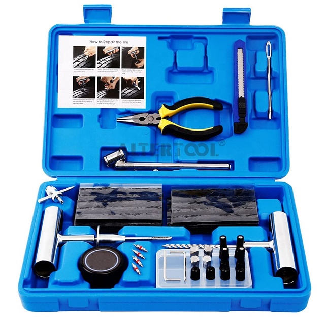 Universal 68 Pieces Heavy Duty Tire Plug Kit Tire Repair Tool Set Quick Emergency Tire Repair Tool for Car Motorcycle Truck