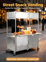 Chariot alimentaire pliable robuste, stand de restauration de rue portable avec comptoir, stand de concession pliable à montage rapide pour les marchés