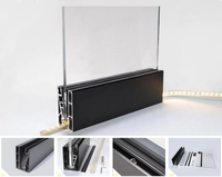 Glasgeländer für Balkon und Treppe, rahmenlos, mit LED-Lichtleiste, Aluminium-U-Profil-System