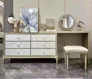 Modern <b>Bedroom</b> Dresser Set with Mirror Wooden Dressing Table Set Adjustable <b>Vanity</b> Desk - Product Image 5