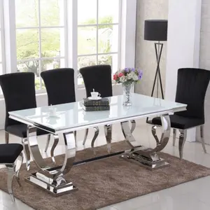 Tavolo e sedie per sala da pranzo tavolo da pranzo in marmo in acciaio inossidabile set da 6 sedie mobili da tavolo di lusso