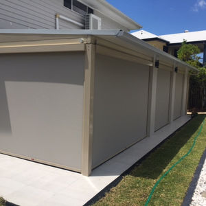 تصفية ضوء واقي الشمس الشفاف ، ستائر آلية آلية خارجية تعمل بمحرك شفاف ، قماش سادة مدمج بجهاز تحكم عن بعد - Product Image 4