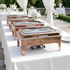Lusso Display dorato scaldabagno per ristorante scaldabagno piatto da Buffet Set con finestra in acciaio inox scaldabagno <span class=keywords><strong>nero</strong></span> - Product Image 1