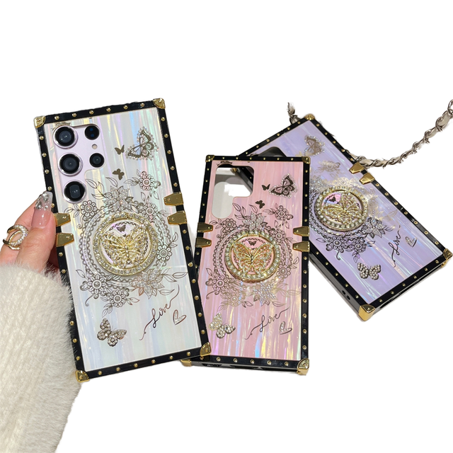 Luxurious High-end for Electroplated Butterfly TPU Phone Cases for for S21 Magnetic Ring Holder Shockproof Sports