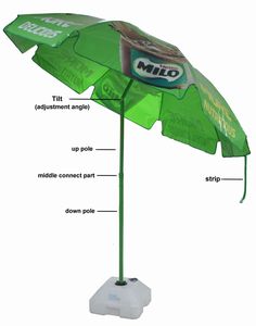 Sombrilla de Playa Plegable Promocional <span class=keywords><strong>Milo</strong></span> Industrial de 105 cm, 350 g/m², Impermeable, de Poliéster, con Inclinación de Acero Inoxidable para Exteriores y Hospitales - Product Image 1