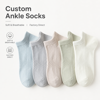 Chaussettes basses pour femmes en gros, couleurs pastel, respirantes, décontractées, avec logo personnalisé, prix d'usine