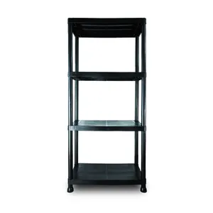 Shed 4 Tier Stacking Racks Shelves Black Shed for Basement Storage Shelf Premium Plastic OEM Plastic Shelving Warehouse Rack