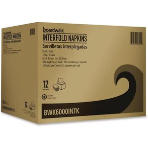 Boardwalk BWK6000INTK 6.3 pulgadas. X 8.5 Pulgadas Servilletas de Papel Kraft de 1 Capa, Interplegadas, 12 Unidades por Caja - Product Image 4