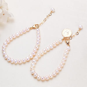 สร้อยข้อมือไข่มุกน้ำจืดสีขาวใกล้เคียง สำหรับผู้หญิง งานแฮนด์เมด เครื่องประดับไข่มุกน้ำจืด ชุบทองแดงสไตล์จูจี้ - Product Image 2