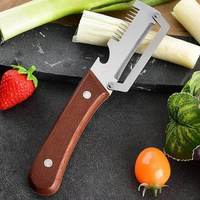 Professionele 3-in-1 roestvrijstalen handmatige groentejulienne-schiller met ergonomische houten handgreep OEM