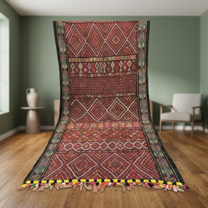 Tapis marocain Kilim de qualité supérieure en laine berbère, tissé à la main, à poils ras, motif géométrique, pour salon, vente en gros - Product Image 1