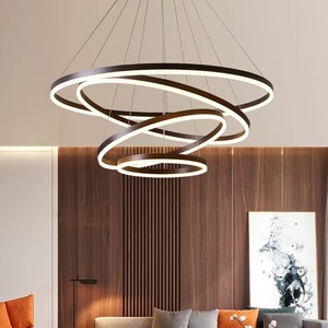 Plafonnier Led suspendu composé de 4 anneaux lumineux, design moderne et simpliste, couleur marron, <span class=keywords><strong>Luminaire</strong></span> décoratif d'intérieur, nouveau modèle - Product Image 2